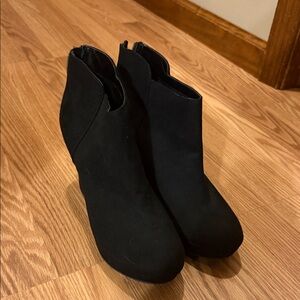 Christian Siriano Black Suede Ankle Booties